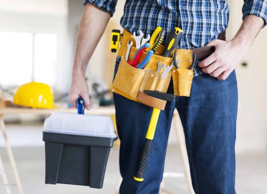 Part of male construction worker